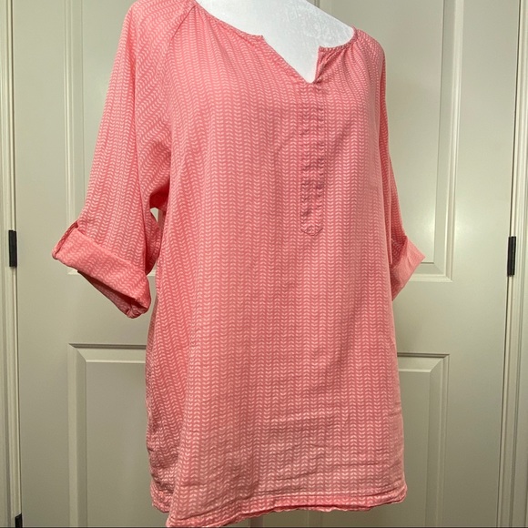 David Jones Pink & white print V neck top - Picture 10 of 13